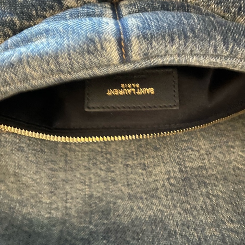 SOLD. YSL MEDIUM DENIM LOU LOU PUFFER BAG BRAND NEW TAGS DENIM BLUE GOLD HARDWAR - Picture 5 of 10